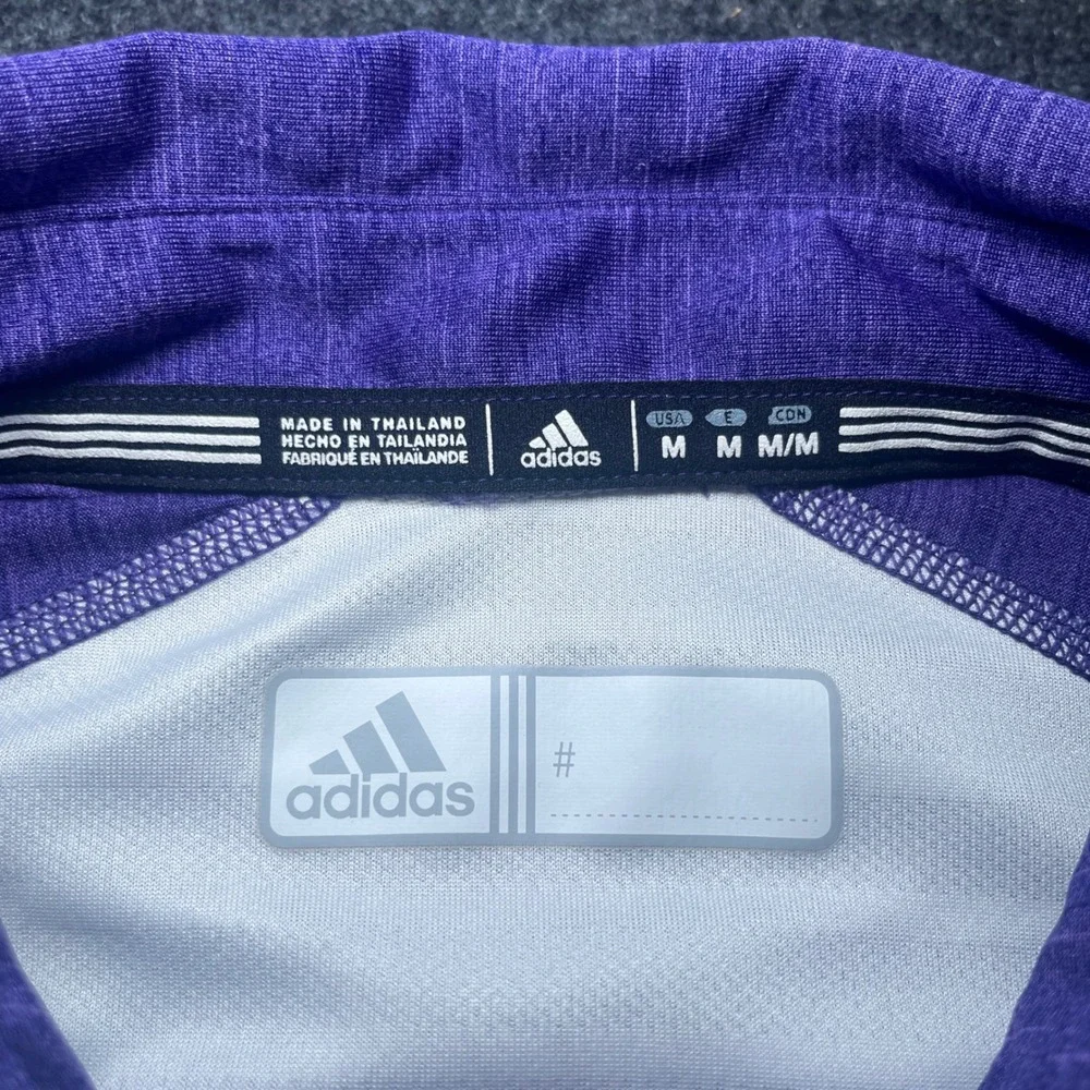 Adidas‎ Polo Shirt Mens Medium White Purple ECU Pirates Climalite Golf
